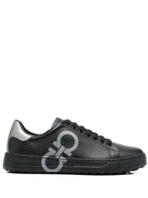 Gancini logo-print low-top sneakers by FERRAGAMO