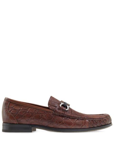 Gancini-ornament embossed-crocodile loafers by FERRAGAMO