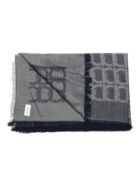 Gancini-pattern fringed scarf by FERRAGAMO