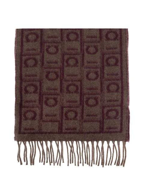 Gancini-pattern fringed scarf by FERRAGAMO