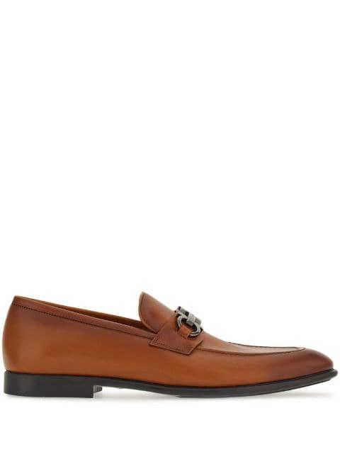 Gancini-plaque leather loafers by FERRAGAMO