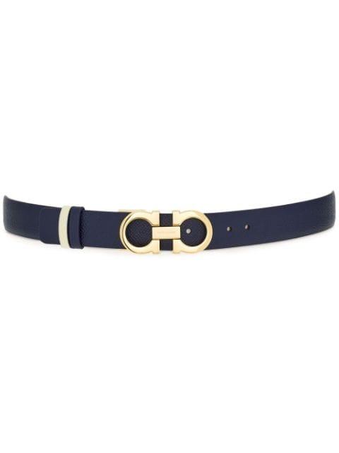Gancini-plaque reversible leather belt by FERRAGAMO