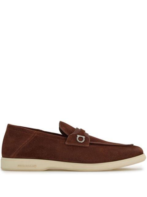 Gancini-plaque suede loafers by FERRAGAMO