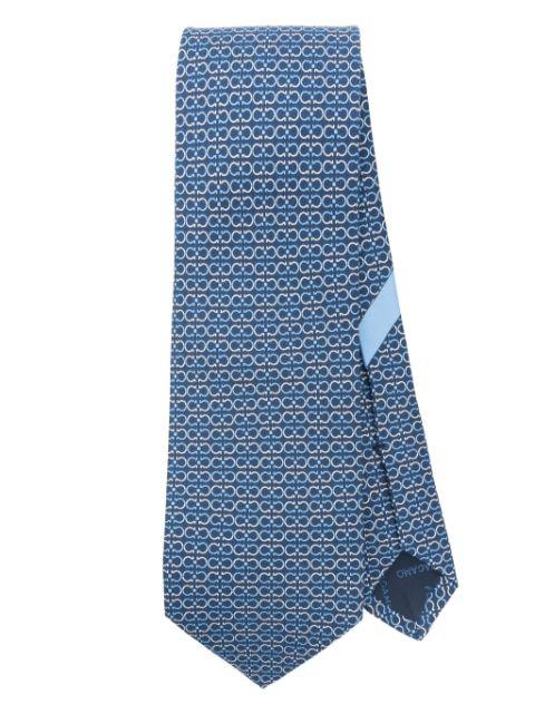 Gancini-print silk tie by FERRAGAMO