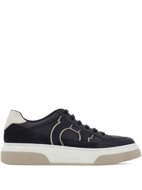 Gancini suede-detail sneakers by FERRAGAMO