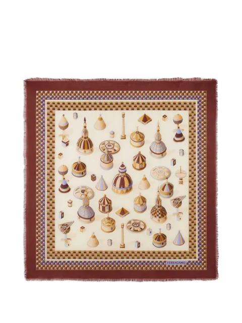 Geometrical Renaissance print scarf by FERRAGAMO