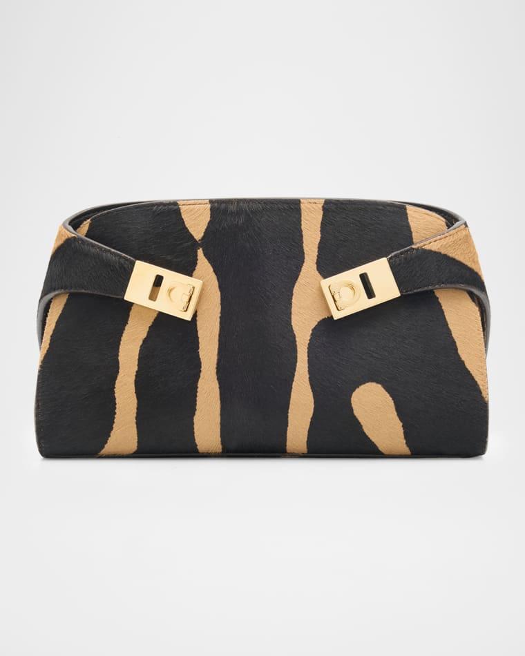 Hug Zebra-Print Calf Hair Shoulder Bag by FERRAGAMO