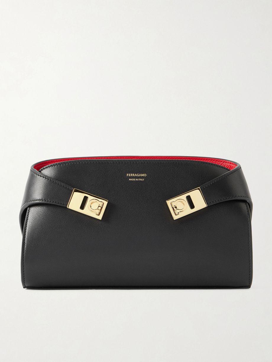 Hug embellished textured-leather shoulder bag by FERRAGAMO