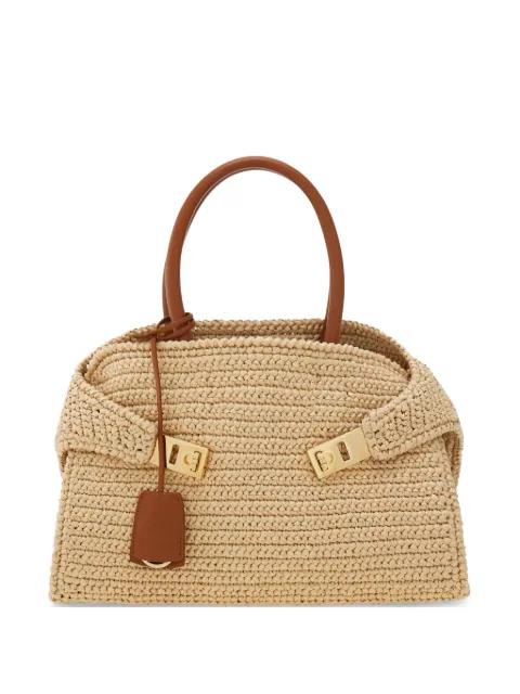 Hug woven-raffia tote bag by FERRAGAMO