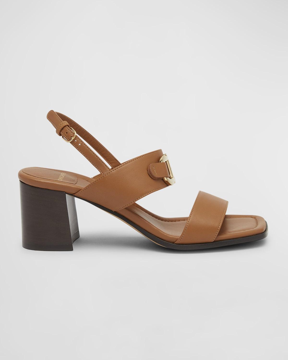 Lou Leather Gancio Slingback Sandals by FERRAGAMO