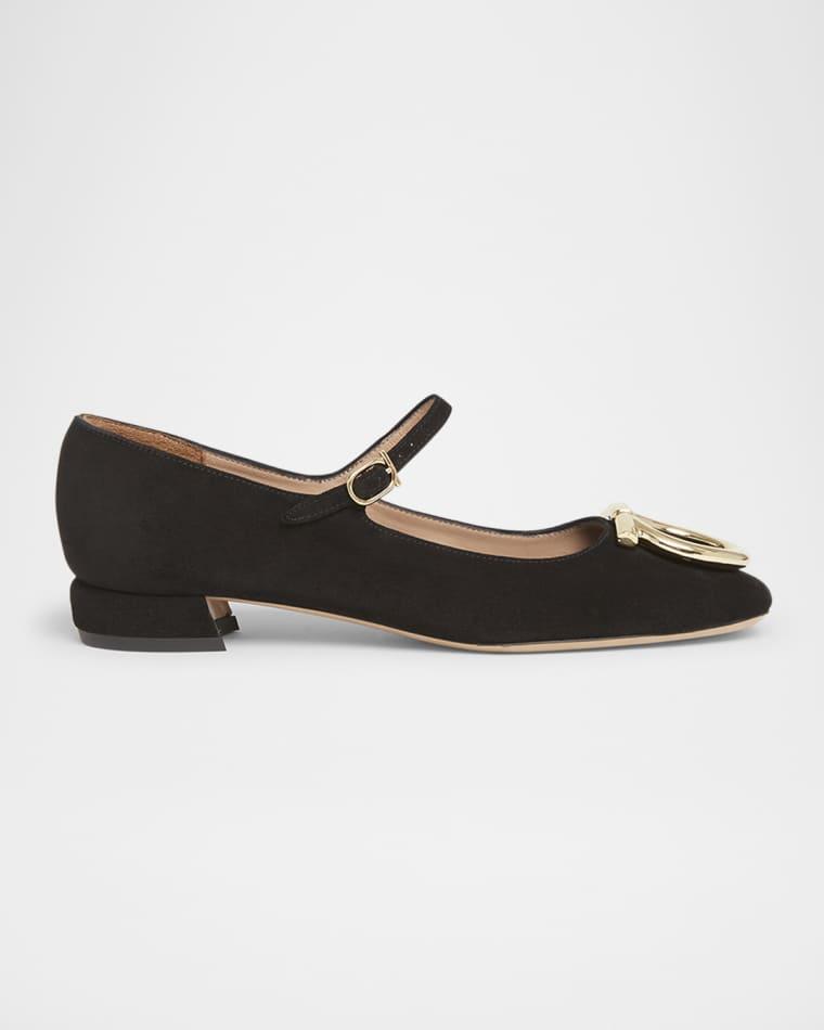 Marry Suede Gancini Ballerina Flats by FERRAGAMO