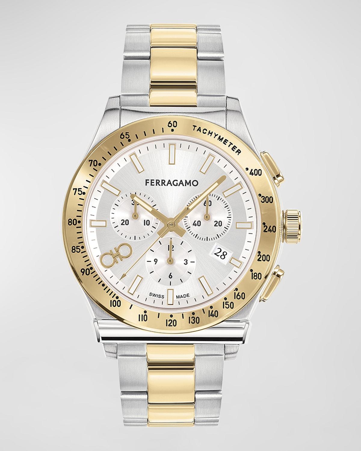 Men's 42mm Ferragamo 1927 Chrono Watch with Bracelet Strap, Two Tone by FERRAGAMO