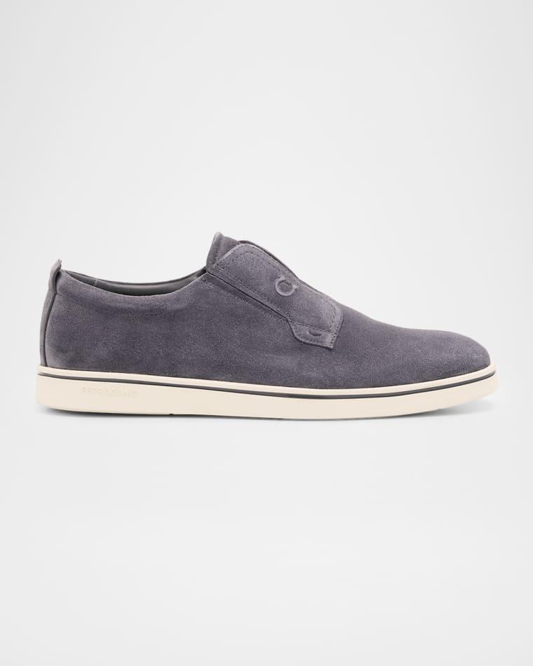 Men's Alfie Suede Gancini Stamp Slip-On Sneakers by FERRAGAMO
