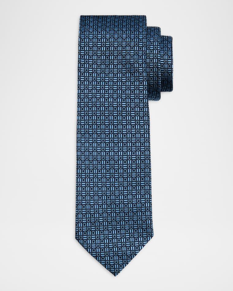 Men's Alternating Gancio Jacquard Silk Tie by FERRAGAMO