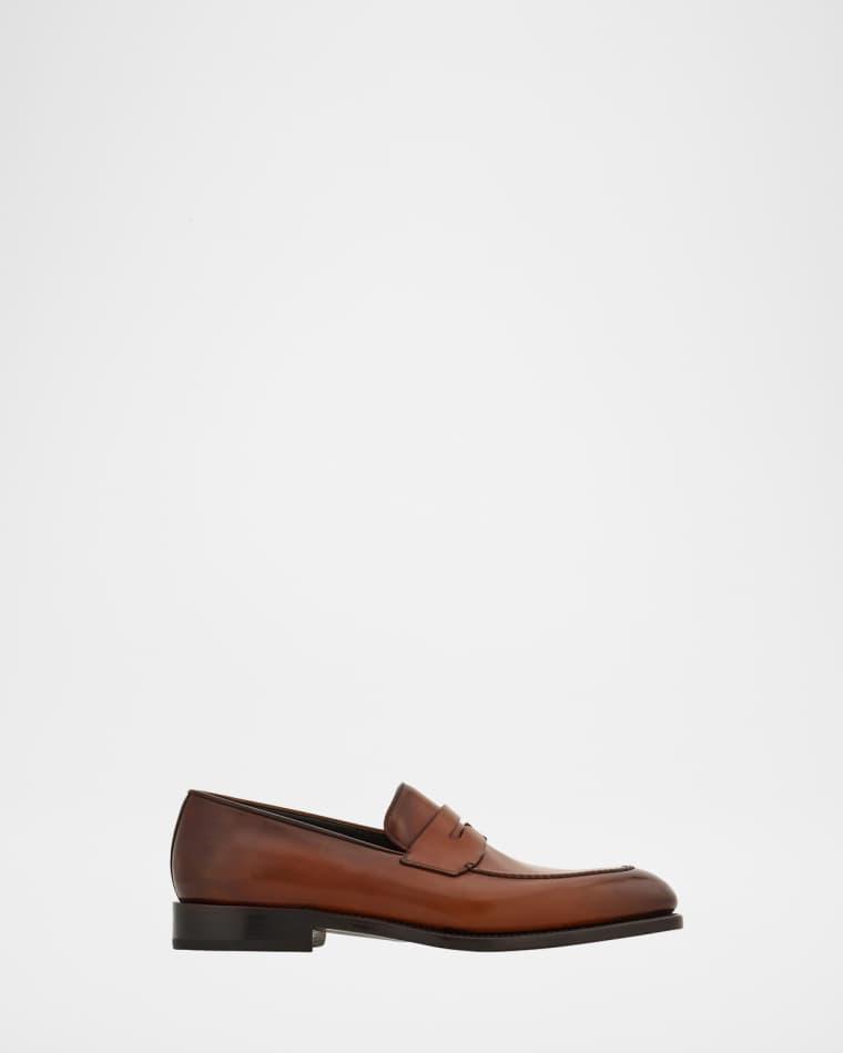 Men's Brandy Tramezza Leather Penny Loafers by FERRAGAMO