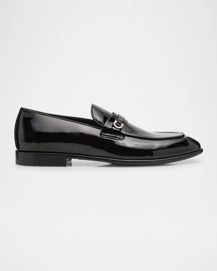 Men's Desio Patent Leather Penny Loafers by FERRAGAMO