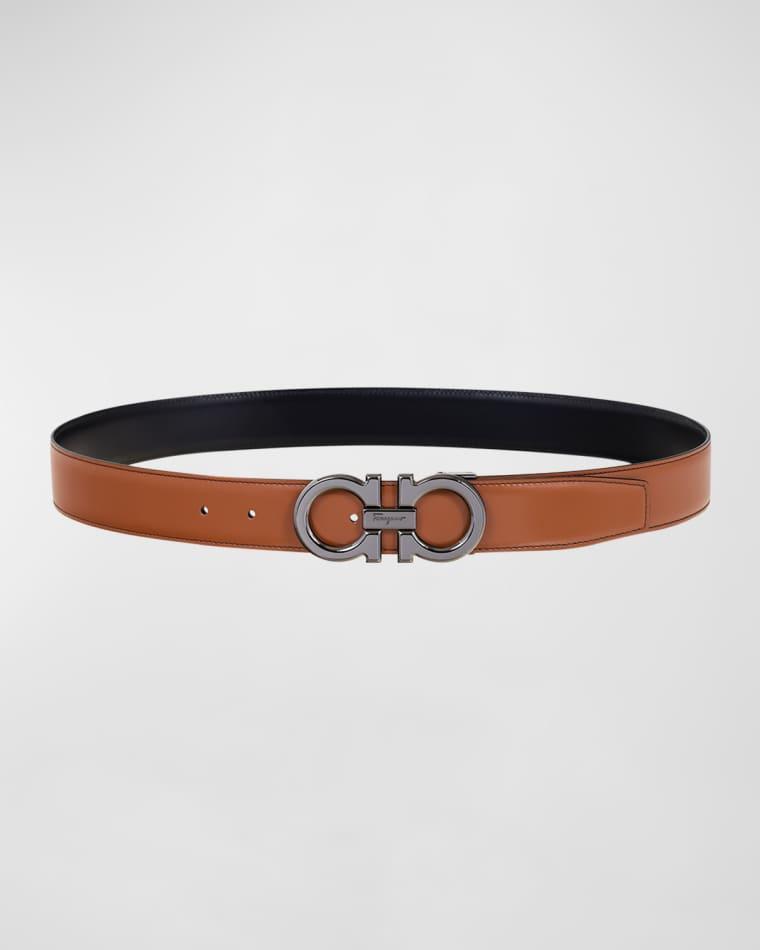 Men's Double Adjustable Leather Gancini Belt by FERRAGAMO