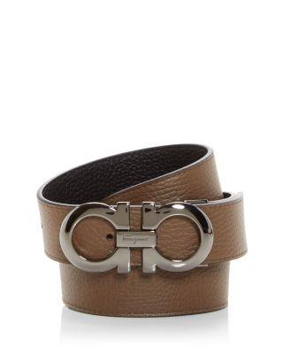 Men's Double Gancini Reversible Leather Belt by FERRAGAMO