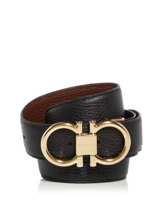 Men's Double Gancini Reversible Leather Belt by FERRAGAMO