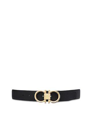 Men's Double Gancini Reversible Leather Belt by FERRAGAMO