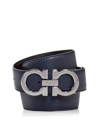 Men's Double Gancini Reversible Leather Belt by FERRAGAMO