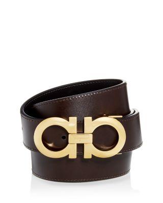 Men's Double Gancini Reversible Smooth Leather Belt by FERRAGAMO