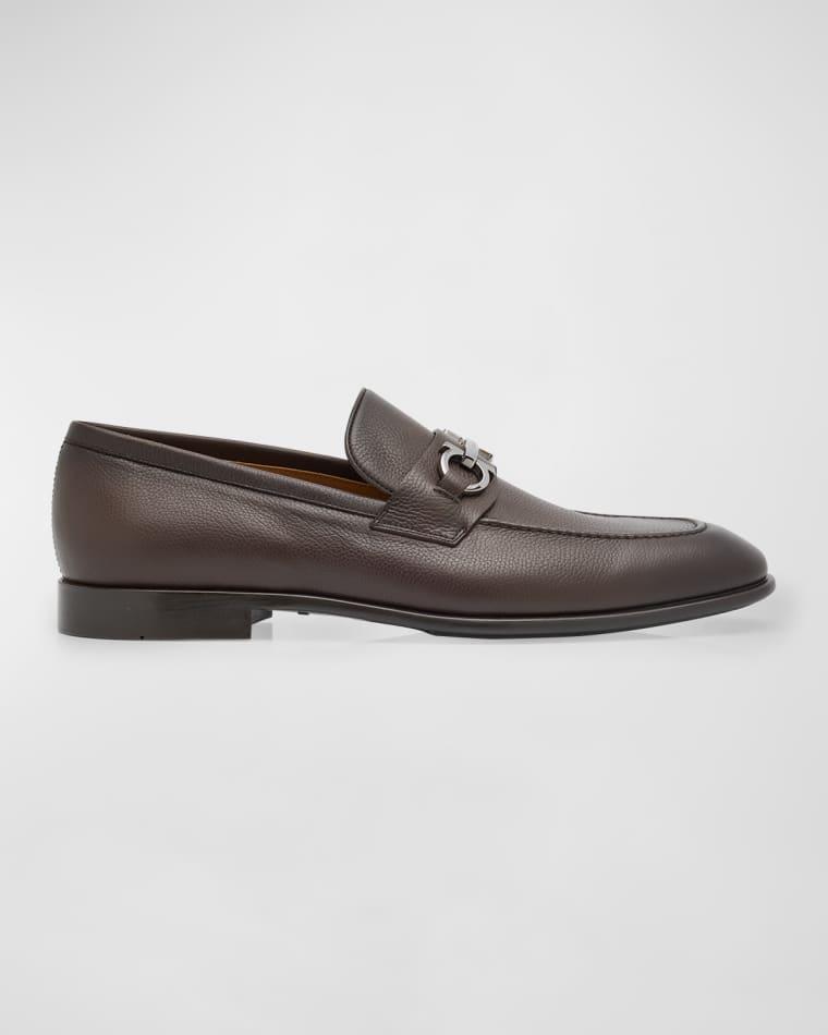 Men's Foster Grained Leather Gancini Bit Loafers by FERRAGAMO