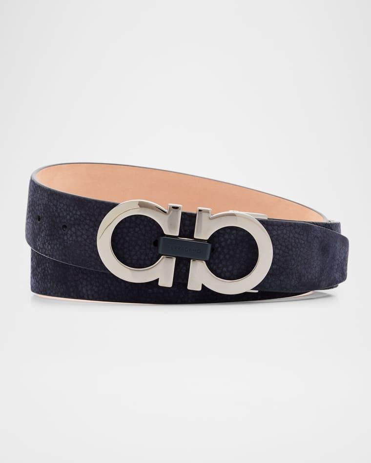 Men's Gancini Adjustable Suede Belt by FERRAGAMO
