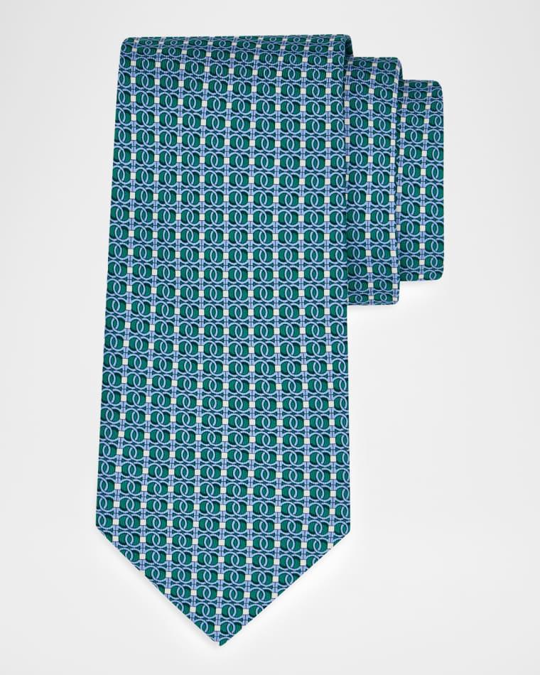 Men's Gancini Chain-Print Silk Tie by FERRAGAMO