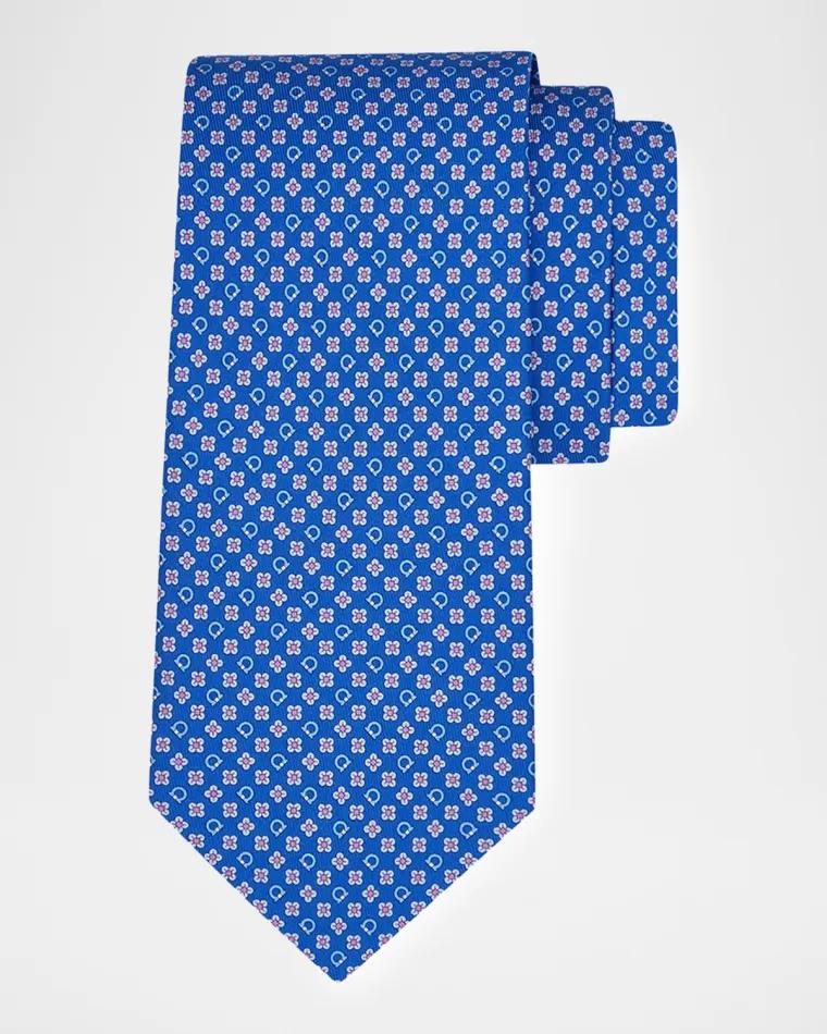 Men's Gancini & Flower-Print Silk Tie by FERRAGAMO