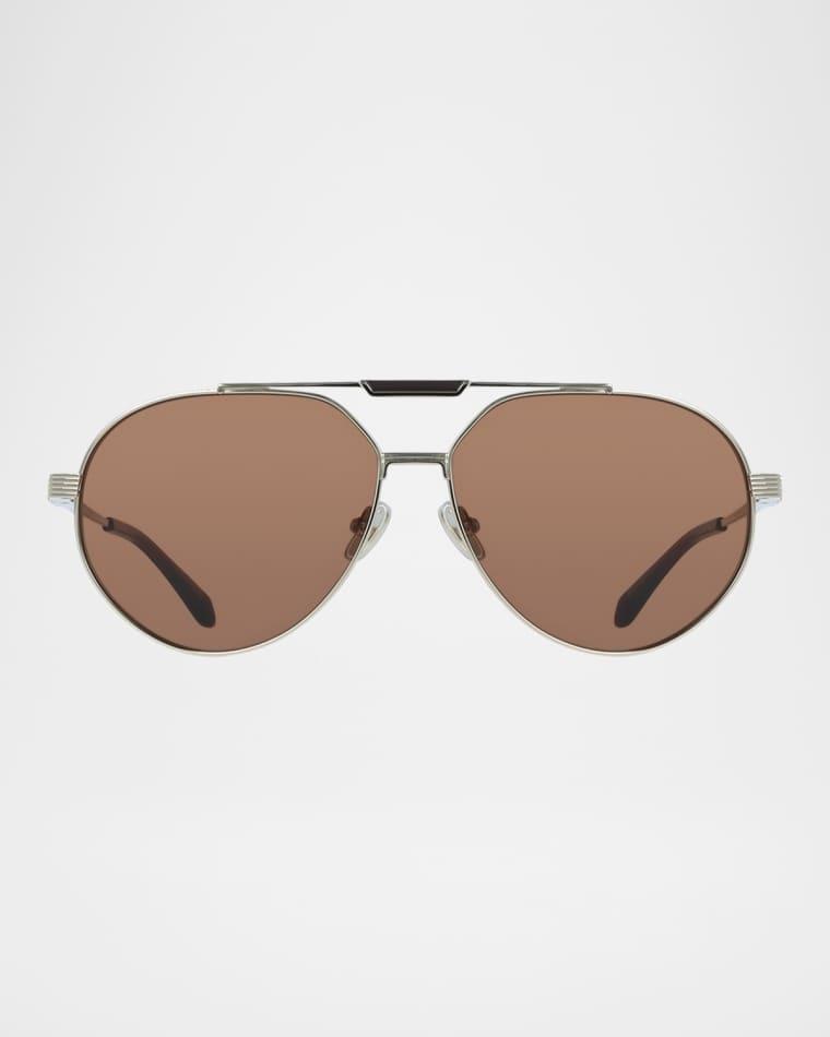 Men's Gancino Titanium Aviator Sunglasses by FERRAGAMO
