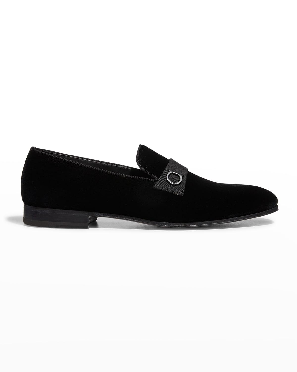 Men's Lapo Velvet Loafers by FERRAGAMO
