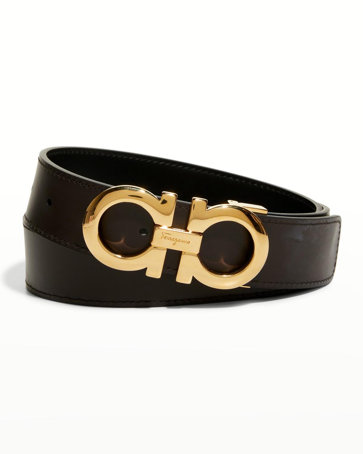Men's Reversible Double-Gancini Leather Belt by FERRAGAMO
