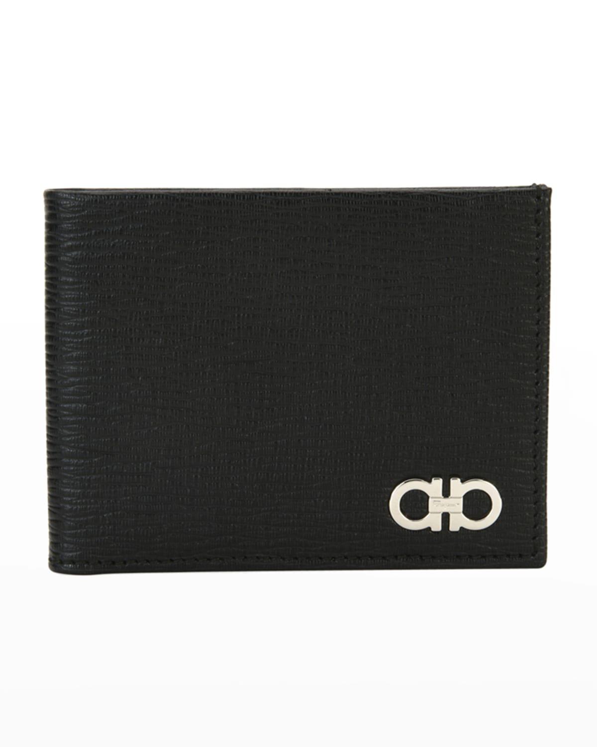 Men's Revival Gancini Bi-Fold Leather Wallet, Black/Red by FERRAGAMO