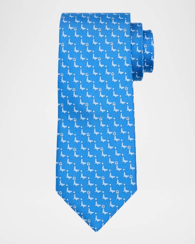 Men's Seal Balancing Gancio Silk Tie by FERRAGAMO