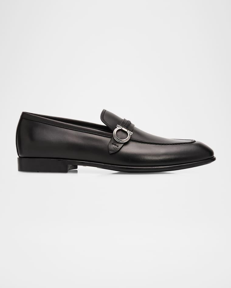 Men's Terence Calfskin Gancini Saddle-Strap Loafers by FERRAGAMO