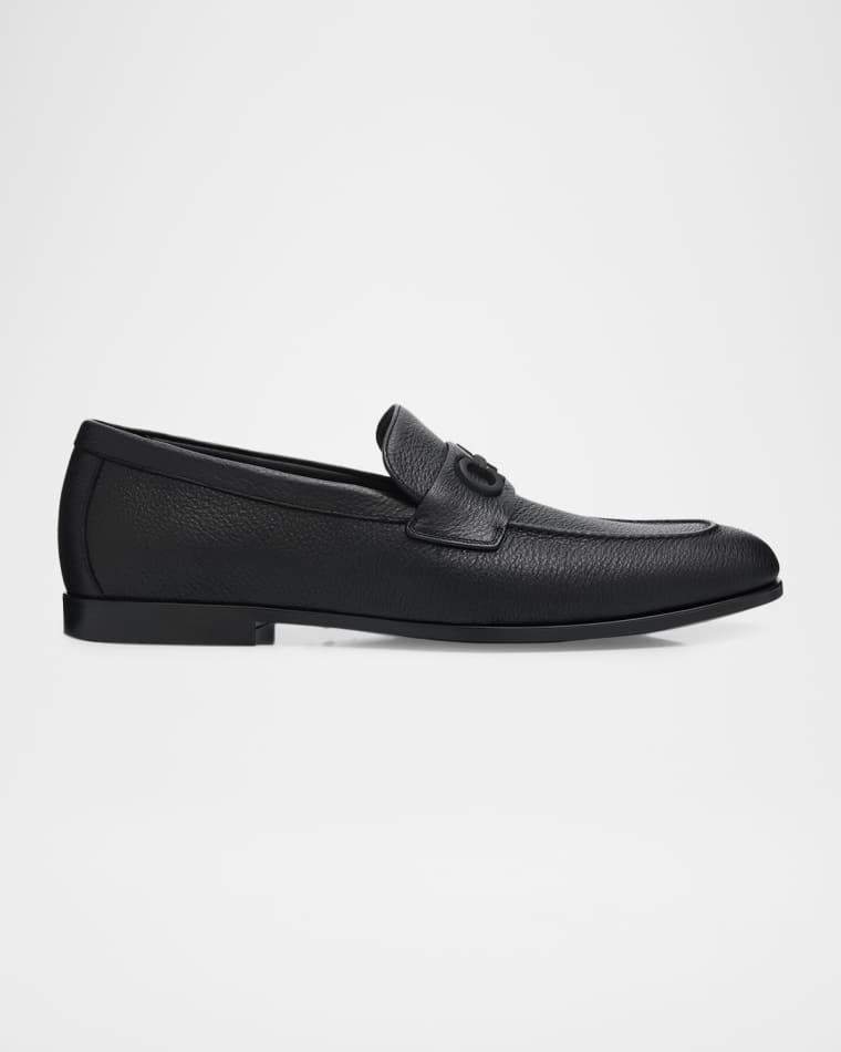 Men's Touch Hammered Leather Rubber-Gancini Loafers by FERRAGAMO