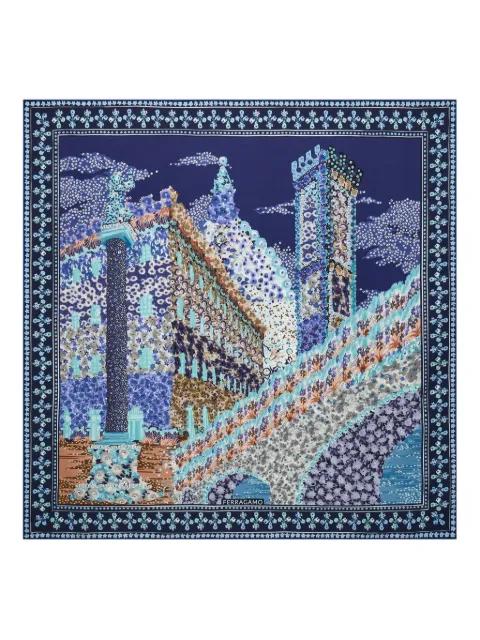 Palazzo Feroni print silk scarf by FERRAGAMO