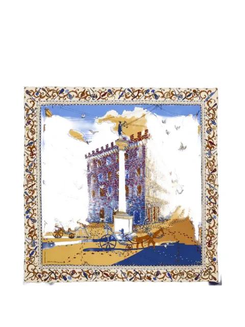 Palazzo Spini Feroni print silk scarf by FERRAGAMO