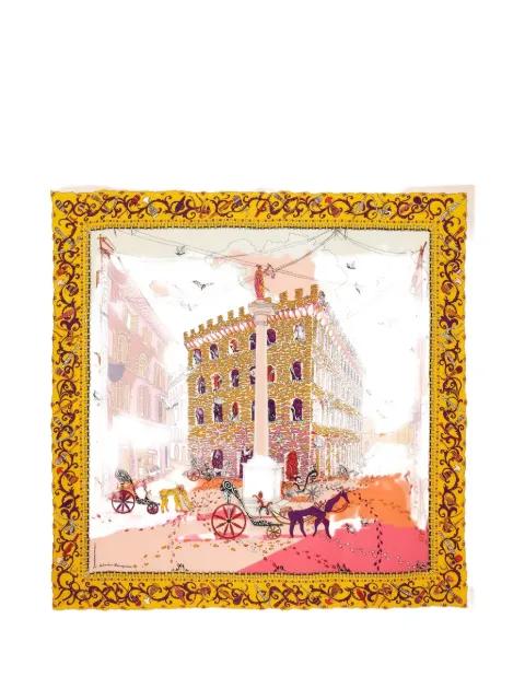 Palazzo Spini Feroni print silk scarf by FERRAGAMO
