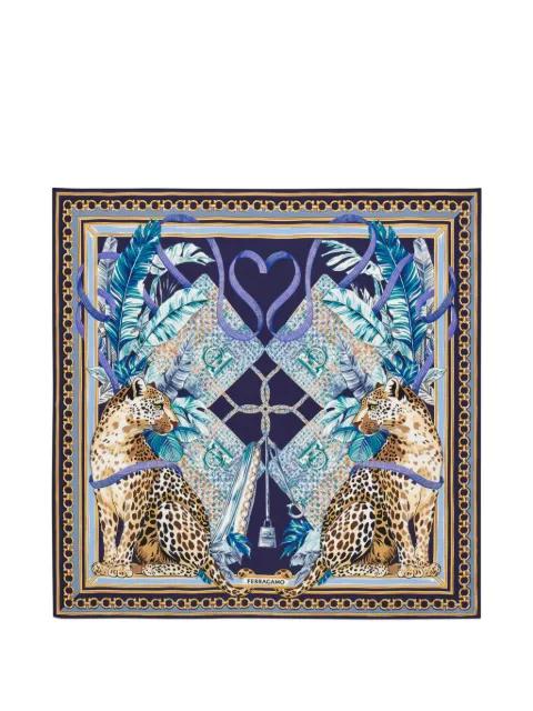 Poised leopards-print silk scarf by FERRAGAMO