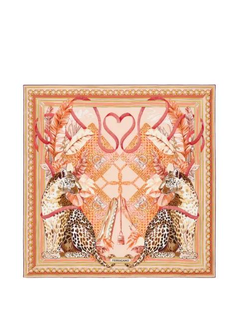 Poised leopards print silk scarf by FERRAGAMO