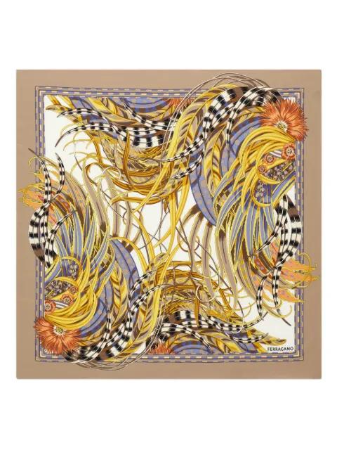 Rooster-print silk scarf by FERRAGAMO