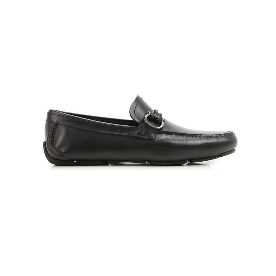 Salvatore Ferragamo Mens Gancini Driver Moccasin In Black by FERRAGAMO