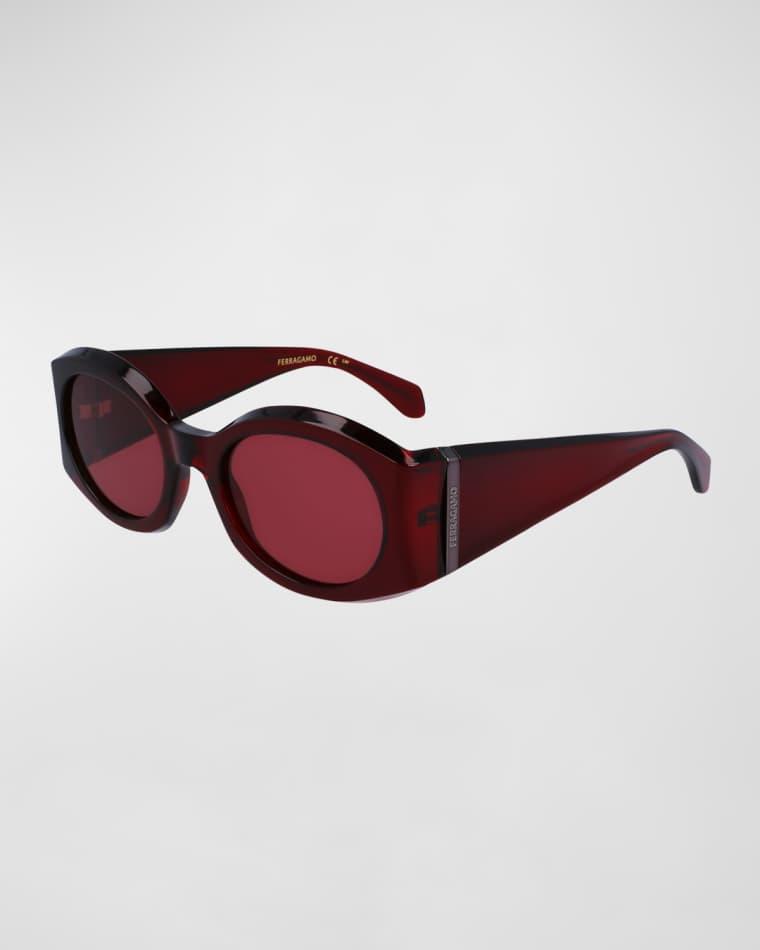Sculptural Plastic Oval Sunglasses by FERRAGAMO