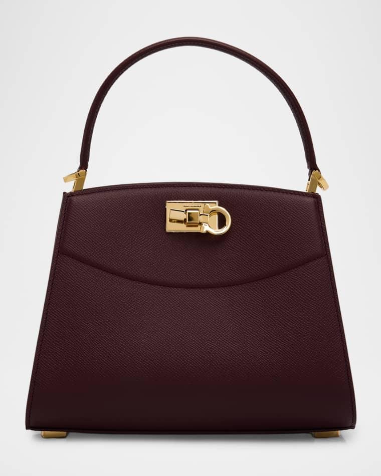 Studio Box Hammered Leather Top-Handle Bag by FERRAGAMO
