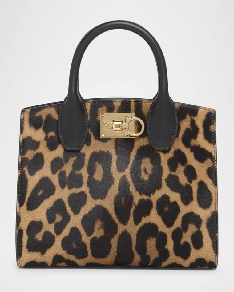 Studio Leopard Horse Hair Top-Handle Bag by FERRAGAMO Studio Leopard Horse Hair Top-Handle Bag by FERRAGAMO