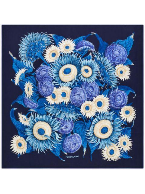 Sunflower print silk scarf by FERRAGAMO