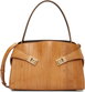 Tan M Hug Soft Bicolor Shoulder Bag by FERRAGAMO