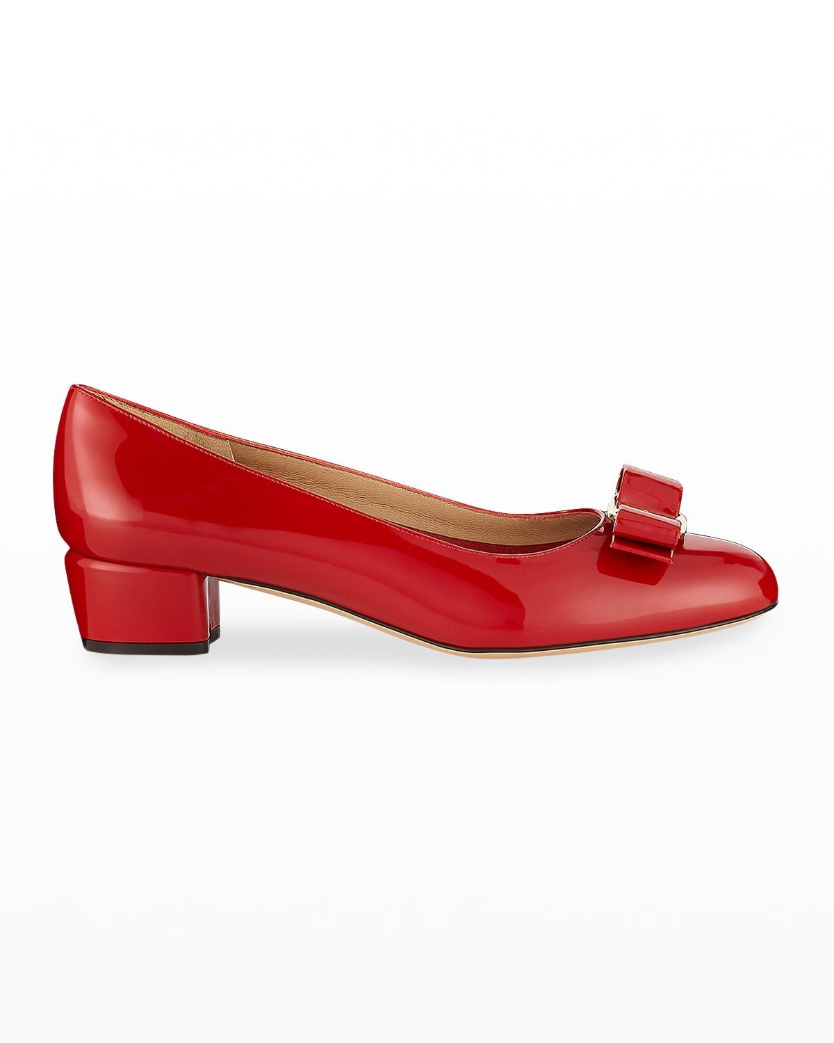 Vara Bow Leather Low Pumps by FERRAGAMO